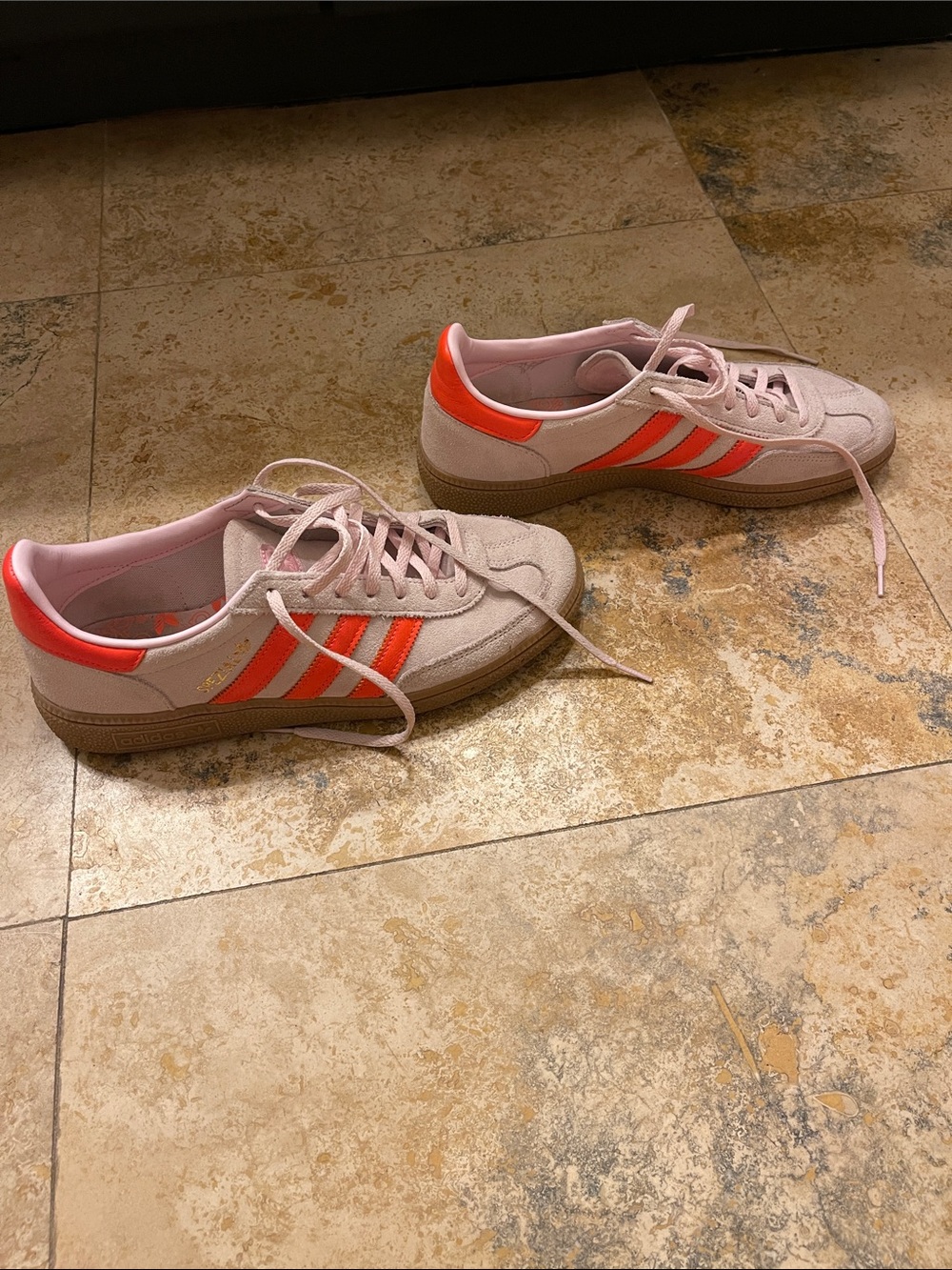 Pink Suede Low-Top adidas samba spezial Sneakers with Coral Orange Stripes sz 9 - Picture 2 of 6
